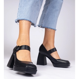 Pompes noires avec un nez carré et une boucle le noir 2