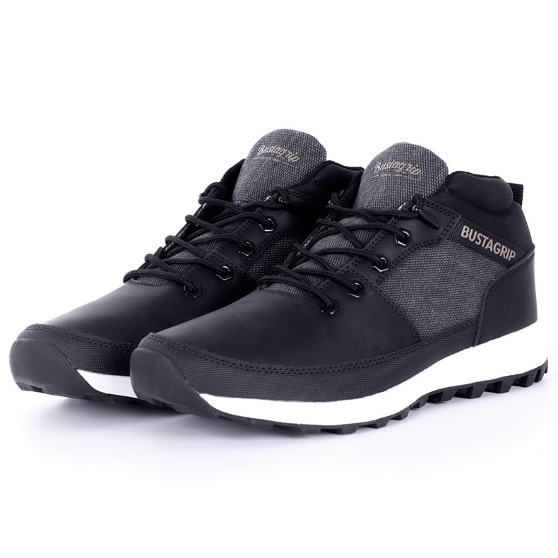 Baskets en cuir pour hommes chaussures noires Trax Bustagrip 1
