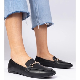 Mocassins noirs avec une décoration dorée et du zircon le noir 1 Mocassins noirs avec une décoration dorée et du zircon le noir 1