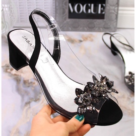 Sandales transparentes pour femmes sur un bloc avec des pierres en noir Sabatina 2014-600 le noir 1