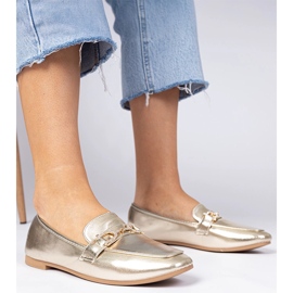 Mocassins élégants dorés avec zircons d'or 1