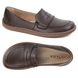 Olivier Femmes aux pieds nus mocassins en cuir minimalistes 1280 brun foncé 2