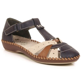 Sandales plates confortables pour femmes avec velcro Rieker M1655-14 beige 2 Sandales plates confortables pour femmes avec velcro Rieker M1655-14 beige 2