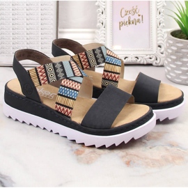 Sandales compensées confortables pour femmes multicolore Rieker V44G8-14 9