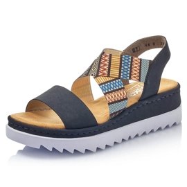 Sandales compensées confortables pour femmes multicolore Rieker V44G8-14 10
