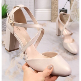 Sandales escarpins pour femmes à talons hauts beige perle Sergio Leone SK863 1