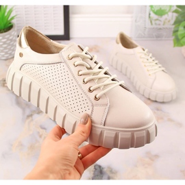 Chaussures de sport femme en cuir beige Filippo DP4535 2