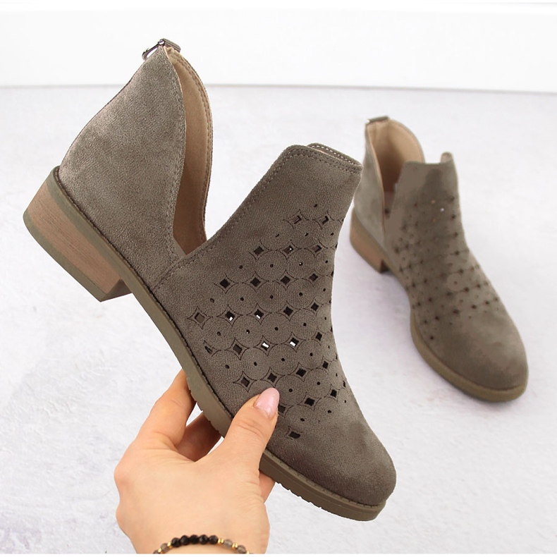 M. DASZYŃSKI Bottines à enfiler en daim ajouré pour femme marron M.Daszyński SA62-102 brun 1