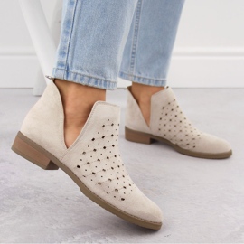 M. DASZYŃSKI Bottines femme en daim ajouré beige M.Daszyński SA62-102 1