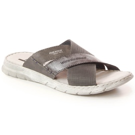 Pantoufles confortables pour hommes gris Rieker 25289-45 2