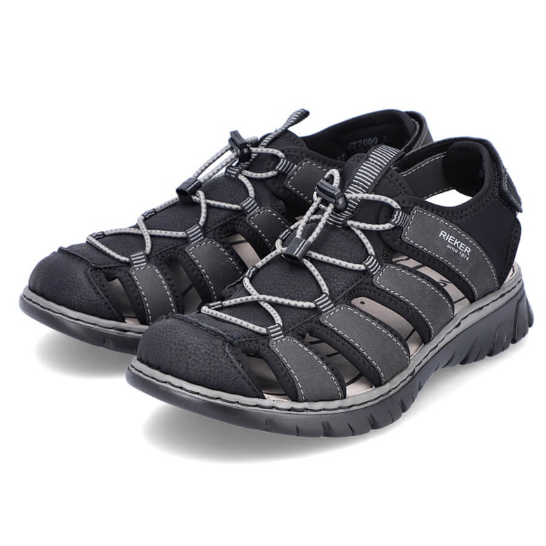 Rieker 26770-00 sandales intégrées noires confortables pour hommes 2
