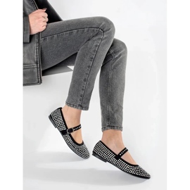 Ballerines femme noires à clous 1