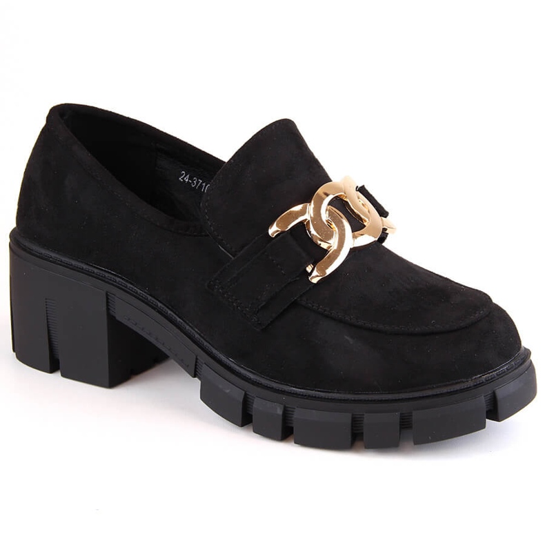 Mocassins femme en daim à talon haut, noir Vinceza 1