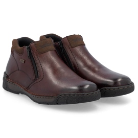 Bottes marron isolées en cuir imperméables pour hommes Rieker B0392-25 brun 2 Bottes marron isolées en cuir imperméables pour hommes Rieker B0392-25 brun 2
