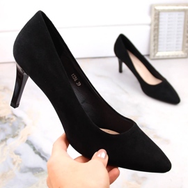Escarpins à talons aiguilles en daim noir Sergio Leone 1336 le noir 2