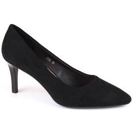 Escarpins à talons aiguilles en daim noir Sergio Leone 1336 le noir 1