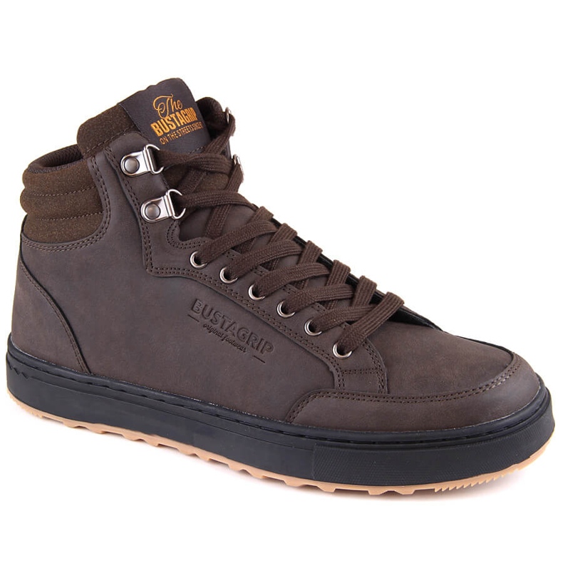 Bustagrip Chaussures de sport pour hommes en cuir marron brun 1