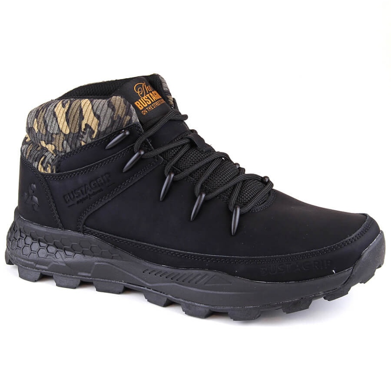 Bustagrip Chaussures de trekking montantes en cuir pour hommes, noires le noir 2