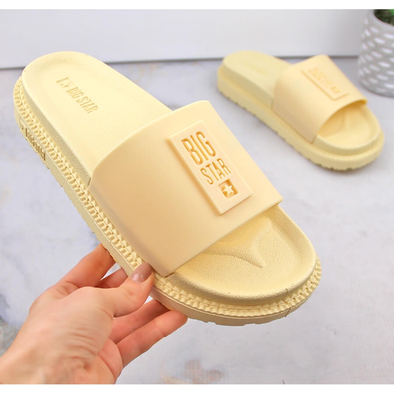 Tongs plateforme femme jaune Big Star LL274427 2