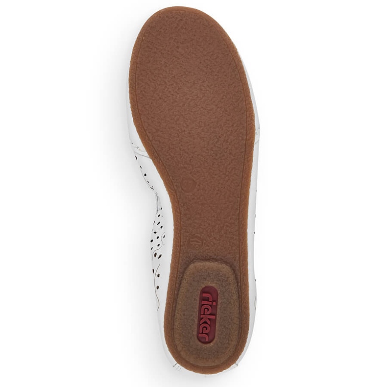 Ballerines ajourées confortables en cuir pour femme, blanc Rieker 41460-80 blanche 2
