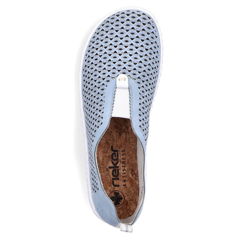 Chaussures à enfiler ajourées confortables pour femmes, bleu Rieker 52866-10 1