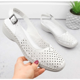 Sandales confortables en cuir entièrement ajourées pour femmes, blanc Rieker 41350-80 blanche 6