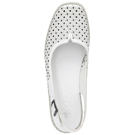 Sandales confortables en cuir entièrement ajourées pour femmes, blanc Rieker 41350-80 blanche 13