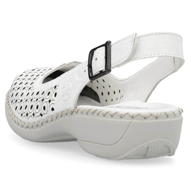 Sandales confortables en cuir entièrement ajourées pour femmes, blanc Rieker 41350-80 blanche 15