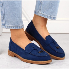 Chaussures à talons bas femme en daim Vinceza bleu 3