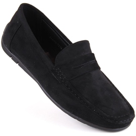 News Chaussures en daim, mocassins à enfiler pour hommes, noir Unisoft 7710 1