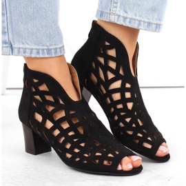 M. DASZYŃSKI Bottes ajourées à bout ouvert pour femme en daim, noir M.Daszyński MR1954-15 le noir 6