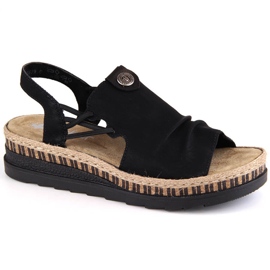 Sandales compensées confortables à enfiler noires pour femmes Rieker V7972-00 le noir 1