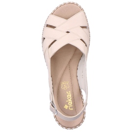 Sandales compensées confortables en cuir pour femmes, beige Rieker 66189-60 2 Sandales compensées confortables en cuir pour femmes, beige Rieker 66189-60 2