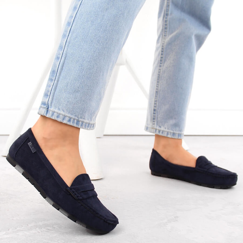 Mocassins confortables en daim pour femmes, bleu marine Big Star NN274931 2