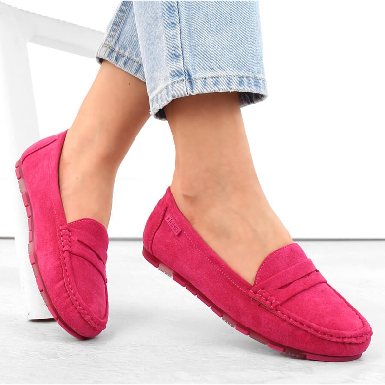 Mocassins confortables en daim pour femmes fuchsia Big Star NN274934 rose 2