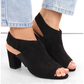 Sandales femme talon haut en daim avec velcro, noir Potocki CA42312 le noir 6