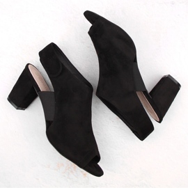 Sandales femme talon haut en daim avec velcro, noir Potocki CA42312 le noir 3