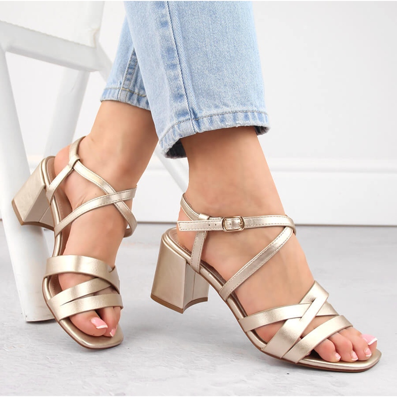Sandales à talons dorées pour femmes Sergio Leone SK067 1