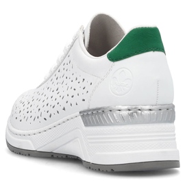 Chaussures de sport ajourées confortables en cuir pour femmes, blanches Rieker N43A1-80 2