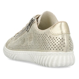 Chaussures de sport confortables en cuir pour femmes, brillantes, beiges Rieker N0901-62 1