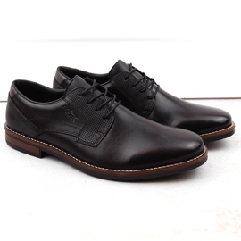 Chaussures confortables en cuir pour hommes noires Rieker 13523-00 2