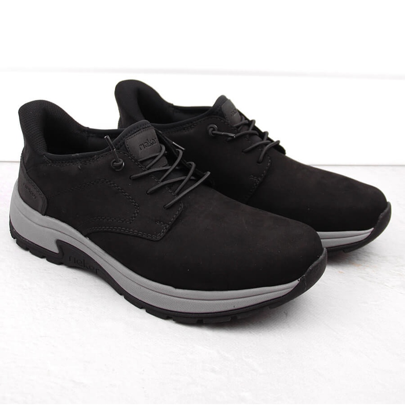 Chaussures noires en cuir confortables pour hommes Rieker 11050-00 le noir 1