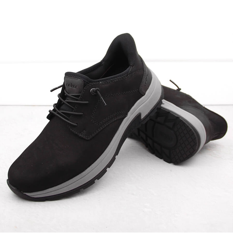 Chaussures noires en cuir confortables pour hommes Rieker 11050-00 le noir 2