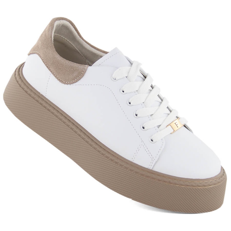 Chaussures de sport en cuir blanches Filippo DP6119 pour femmes sur la plateforme 1