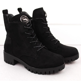 M. DASZYŃSKI Bottes en daim à talon haut et plateforme, isolées noires M.Daszyński MR1813-38 le noir 2