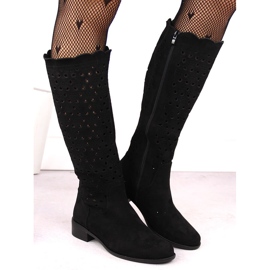 M. DASZYŃSKI Bottines ajourées en daim noir M.Daszyński SA198-33 le noir 4