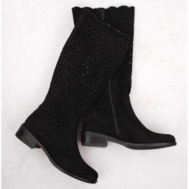 M. DASZYŃSKI Bottines ajourées en daim noir M.Daszyński SA198-33 1