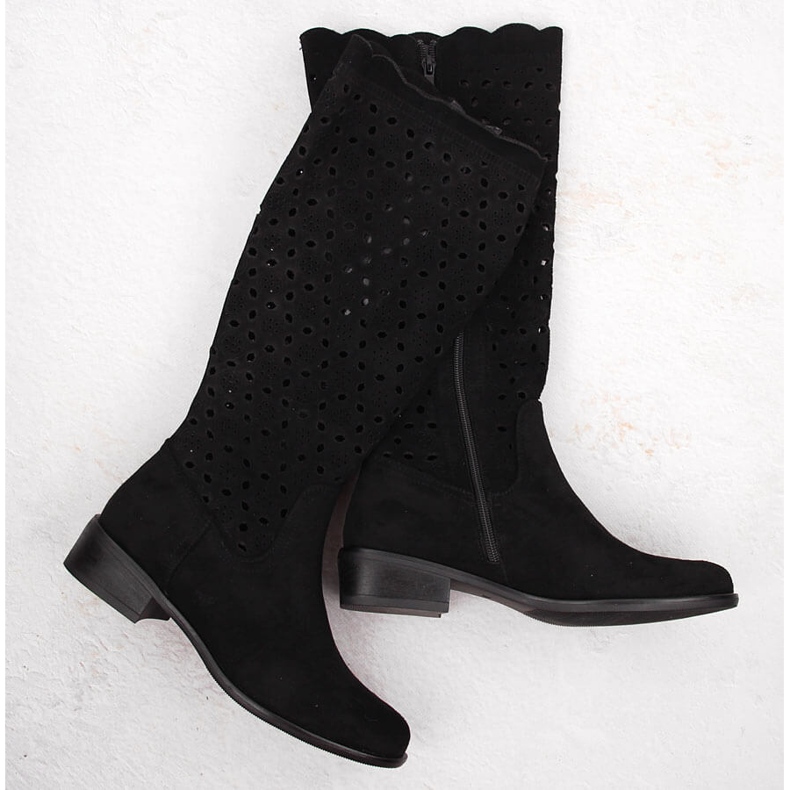 M. DASZYŃSKI Bottines ajourées en daim noir M.Daszyński SA198-33 1