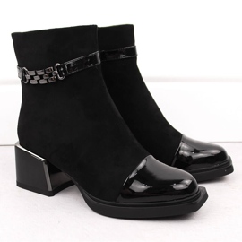 Bottines pour femmes à talon décoratif noir D&amp;A S.Barski Premium Collection MR880-018 le noir 2