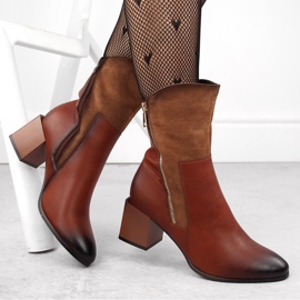 Bottines à talons hauts marron isolées pour femmes Jezzi ASA217-9 brun 1